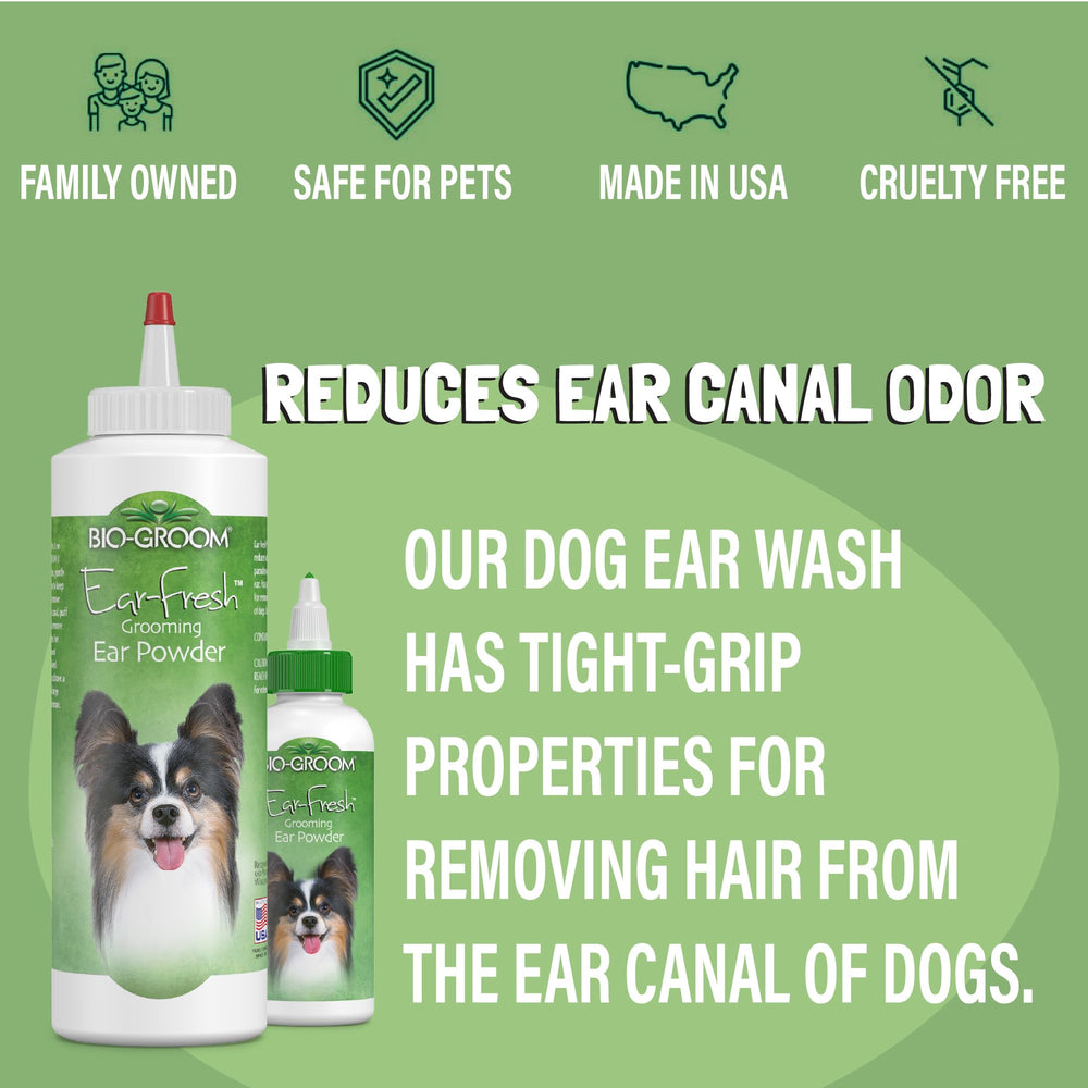 Bio-Groom Ear-Wash dog application demonstrates easy, precise ear cleaning.