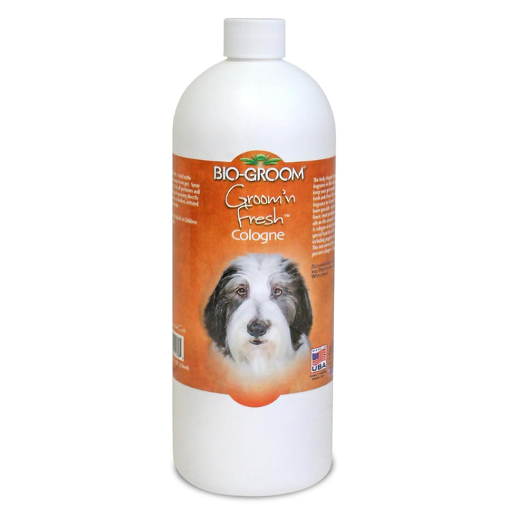 Bio-Groom Groom'n Fresh dog cologne bottle pour for between-bath freshness.