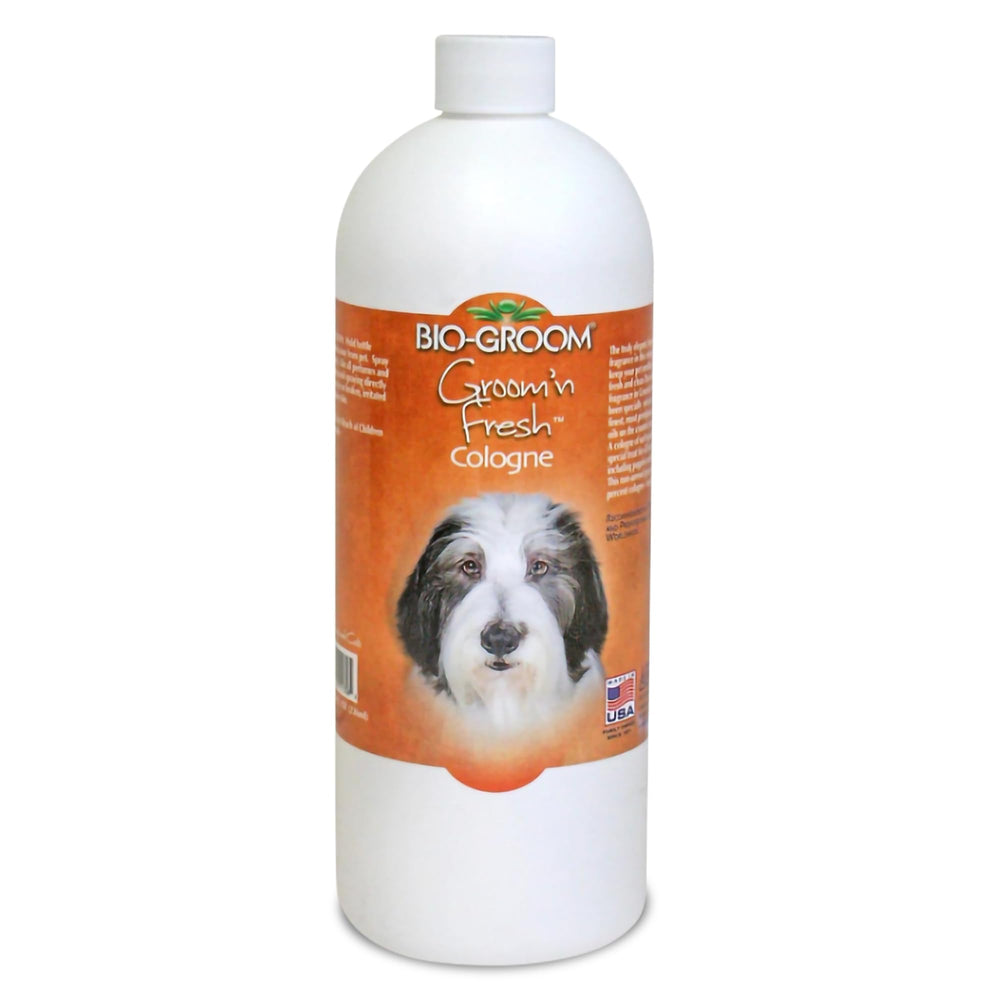 Bio-Groom Groom'n Fresh dog cologne bottle pour for between-bath freshness.