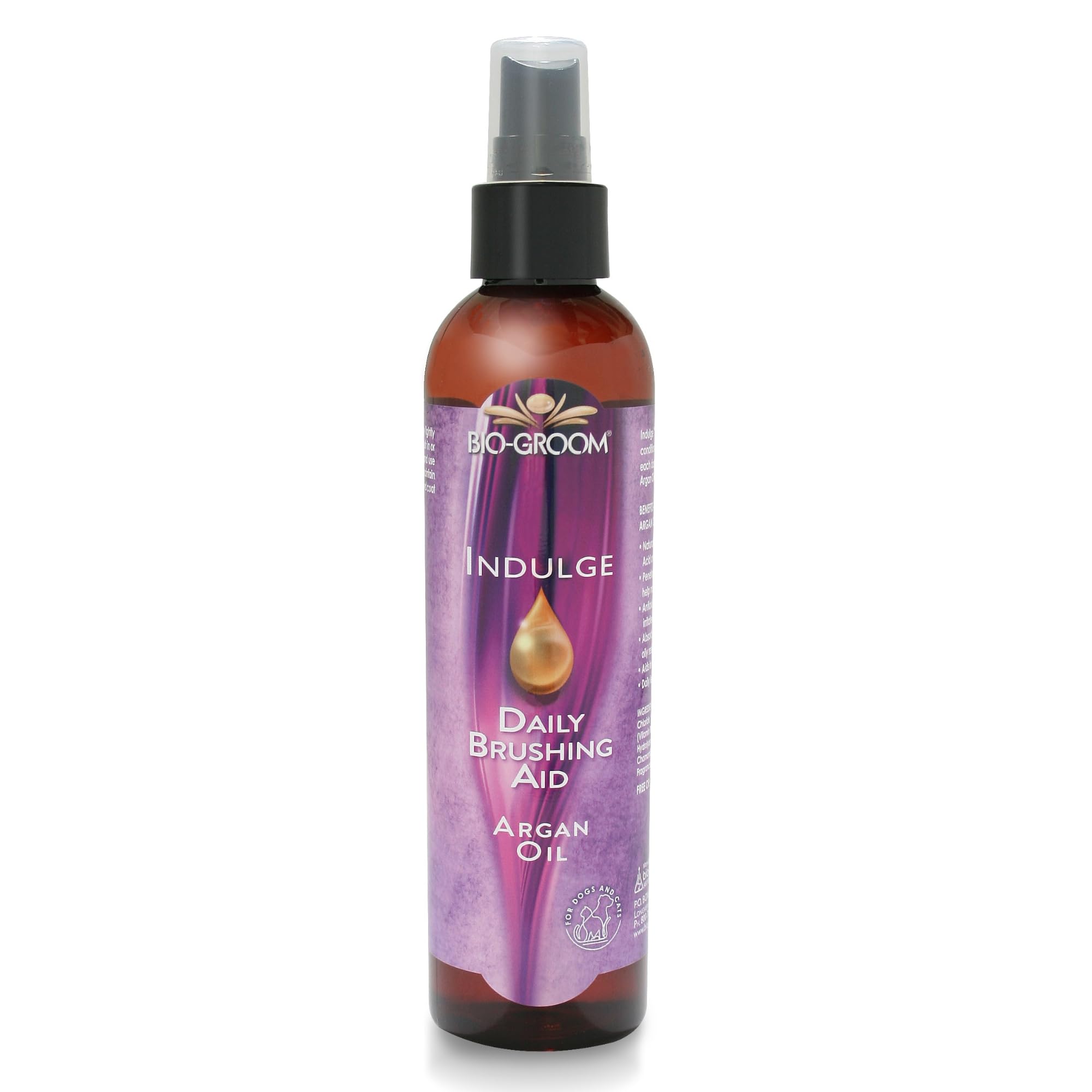 Bio-Groom Indulge Argan Oil conditioner bottle for hydrating and softening a dog's coat