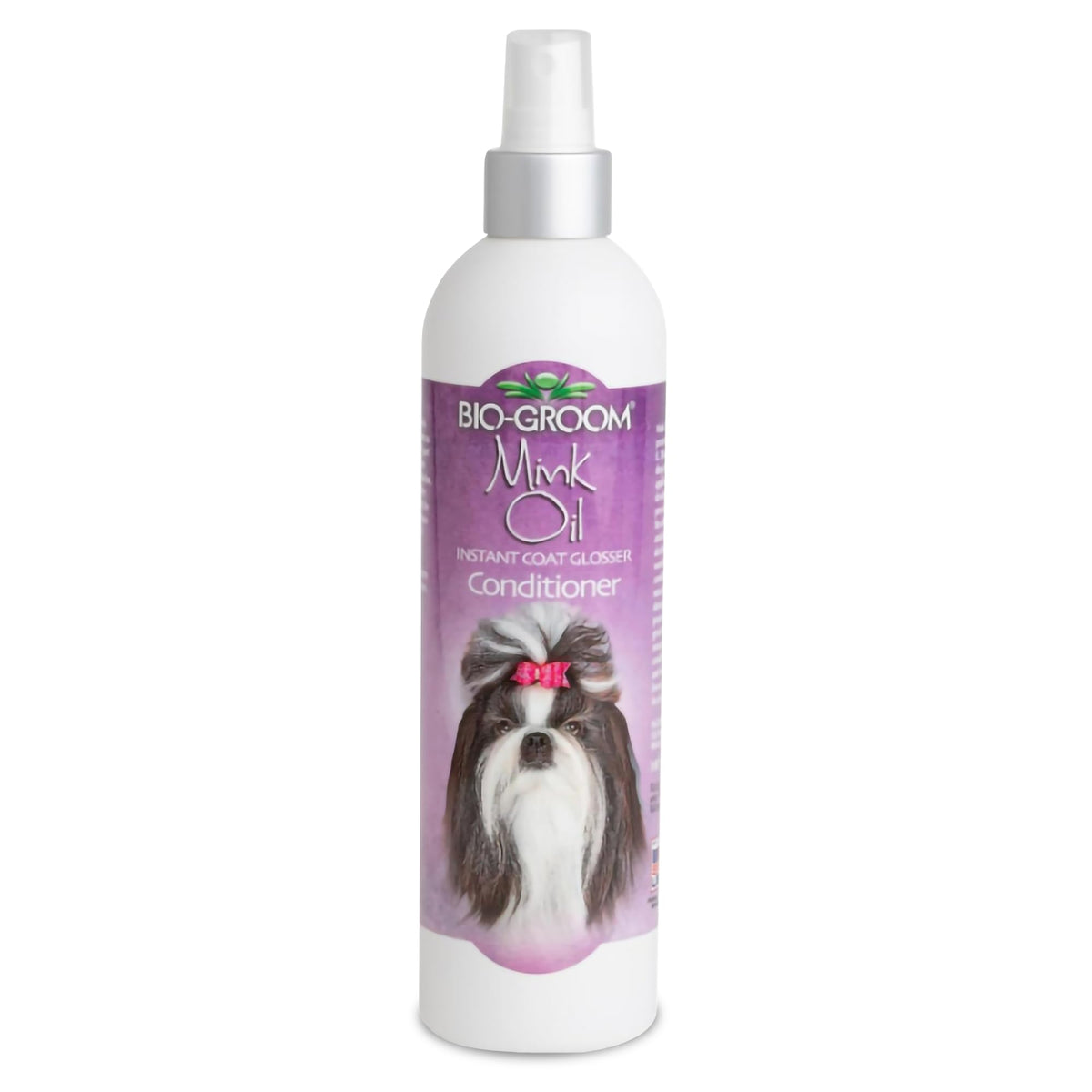 Bio-Groom Mink Oil Spray bottle shows protective conditioning for dogs.