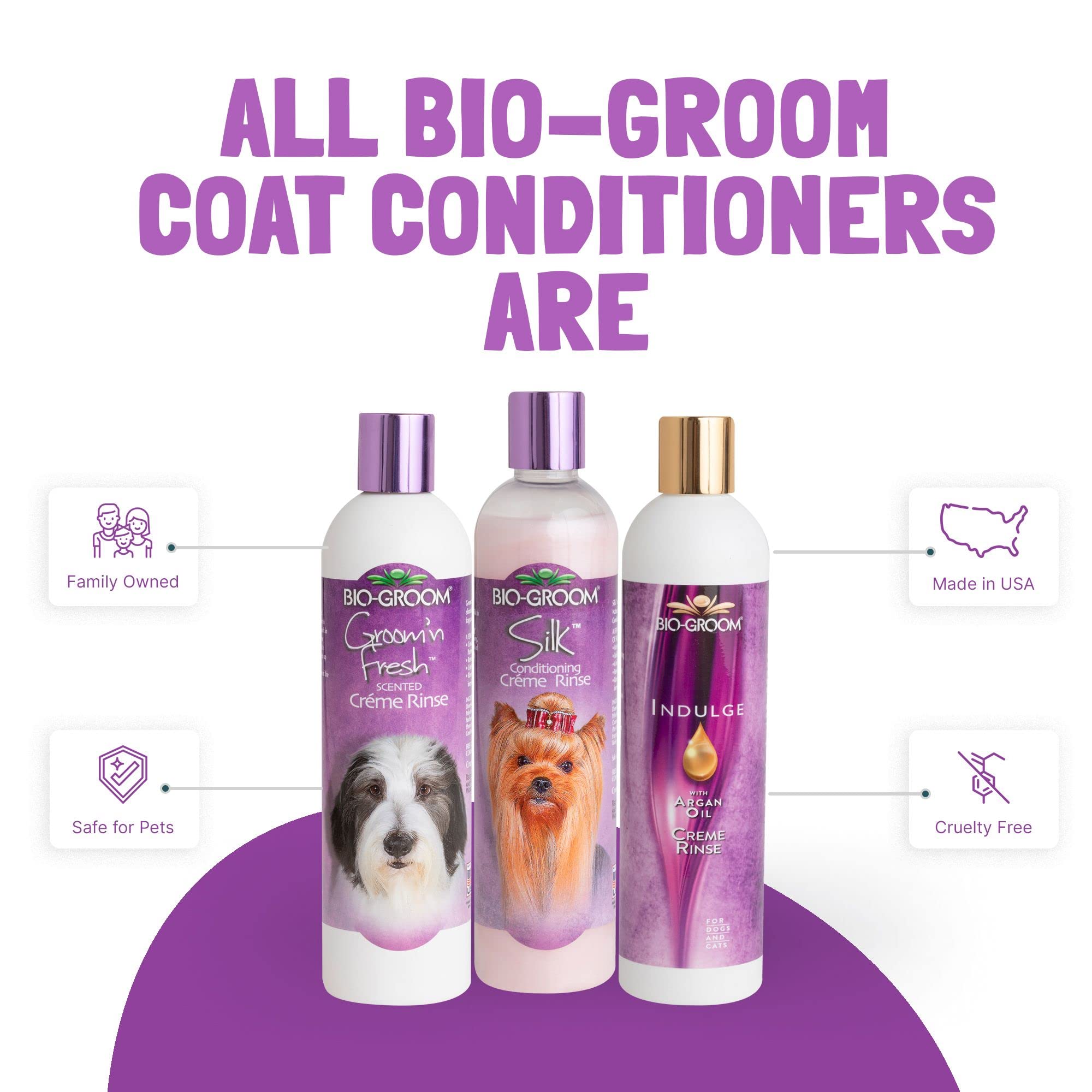 Close-up of a dog coat after using Bio-Groom Silk Creme Rinse.