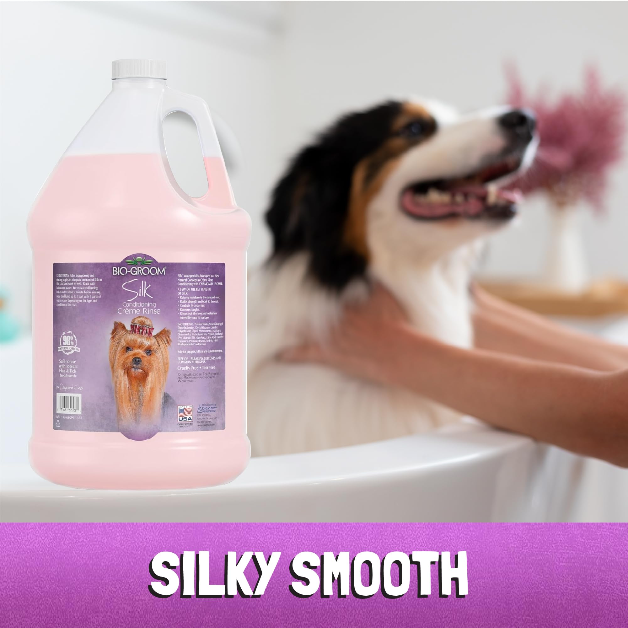 Bio-Groom Silk Creme Rinse is puppy-safe and gentle on sensitive skin.