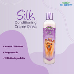 Bio-Groom Silk Creme Rinse packaging emphasizes cruelty-free and paraben-free care