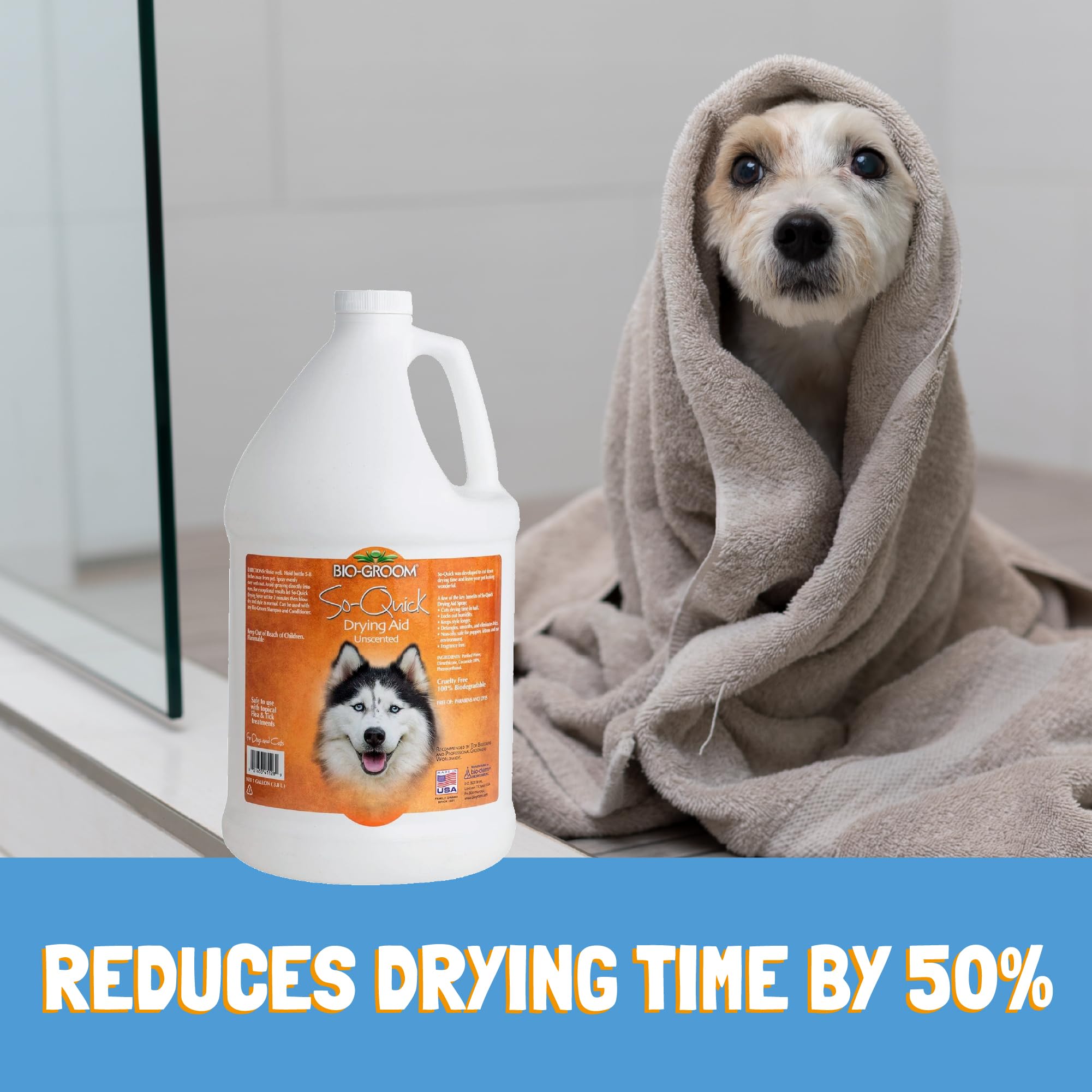 Bio-Groom So Quick Dry in a home grooming setup