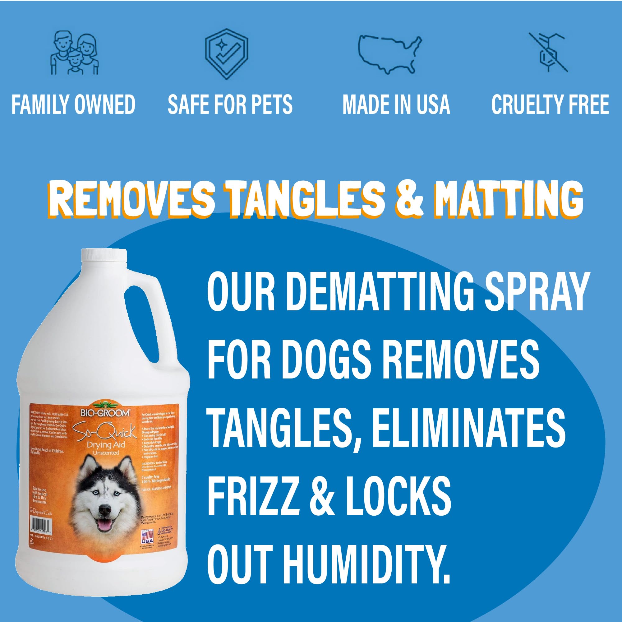 Bio-Groom So Quick Dry spray applied to coat reduces drying time.