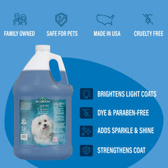 Bio-Groom Super White shampoo foamy-lather highlights whitening and body in coats.