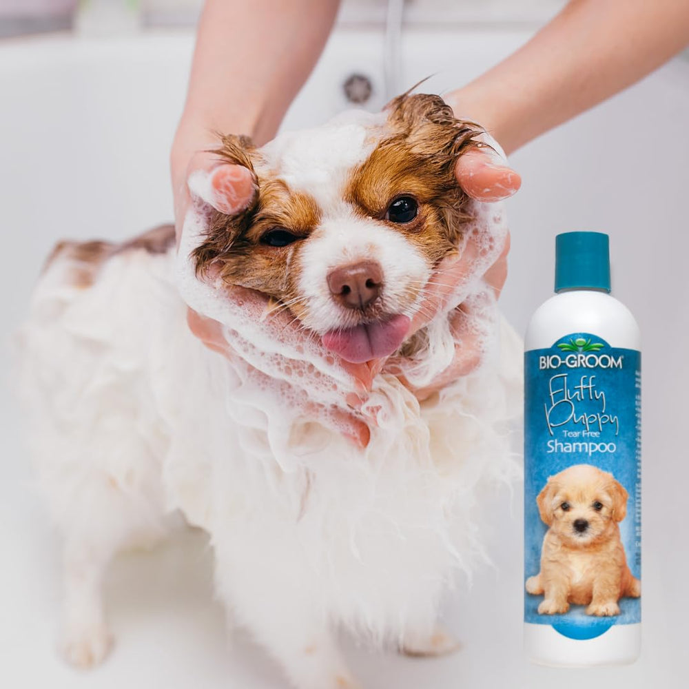 Bio-Groom Tear-Free shampoo lather closeup shows gentle cleansing for sensitive skin