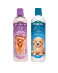 Bio-Groom tearless shampoo bottle pour for a tear-free, gentle bath.