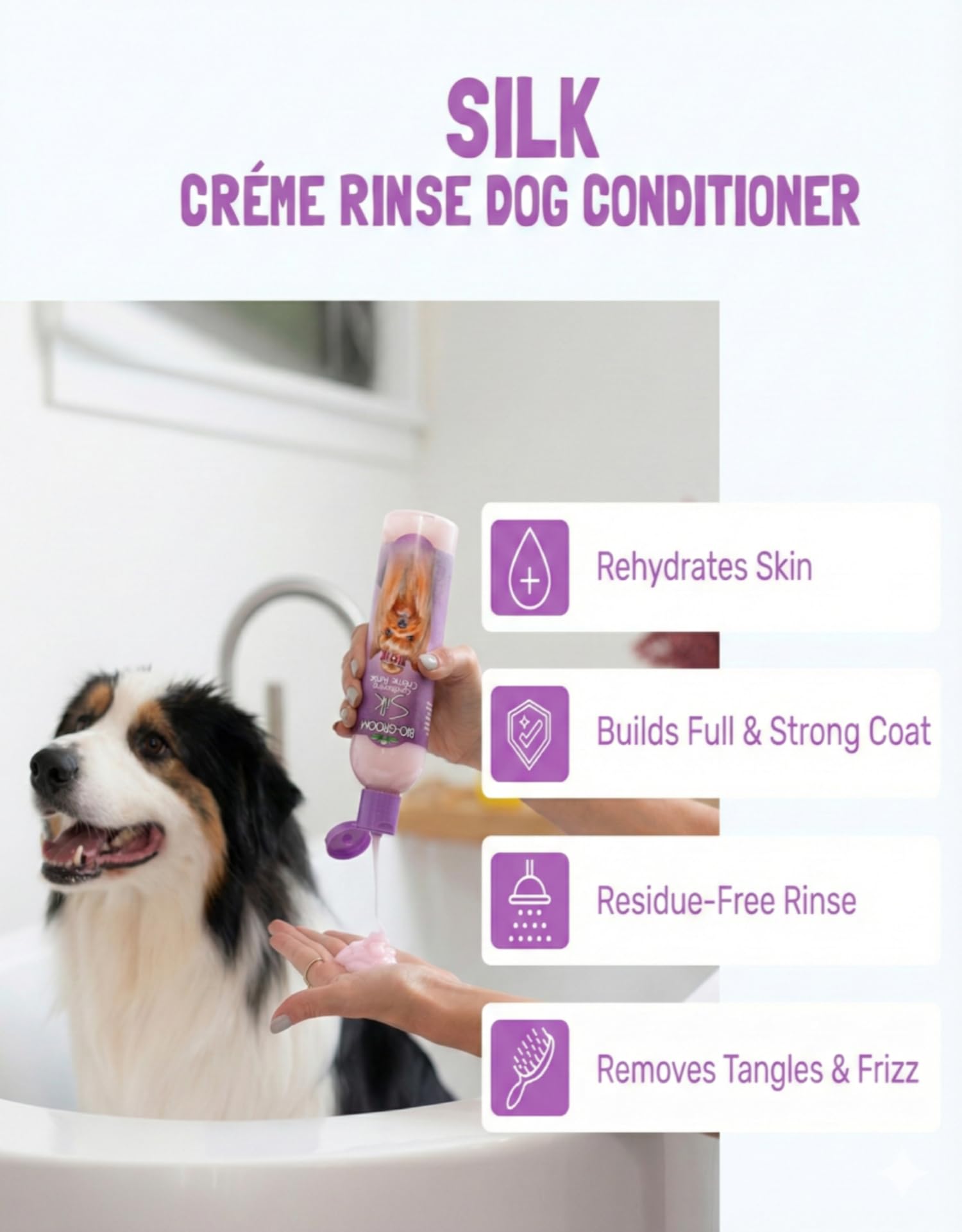 Bio-Groom whitening shampoo bottle to brighten dog coat and fur.