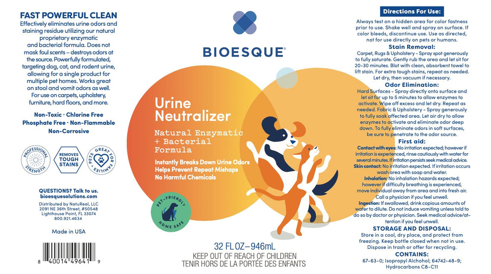 Bioesque Urine Neutralizer results on hard floor with odor gone.