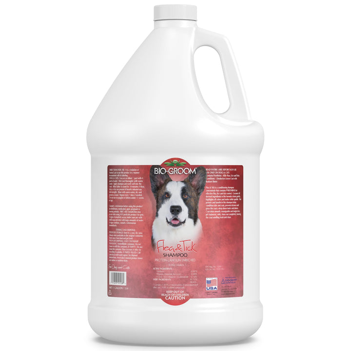 Bio-Groom flea and tick dog shampoo bottle with rich lather for clean coats