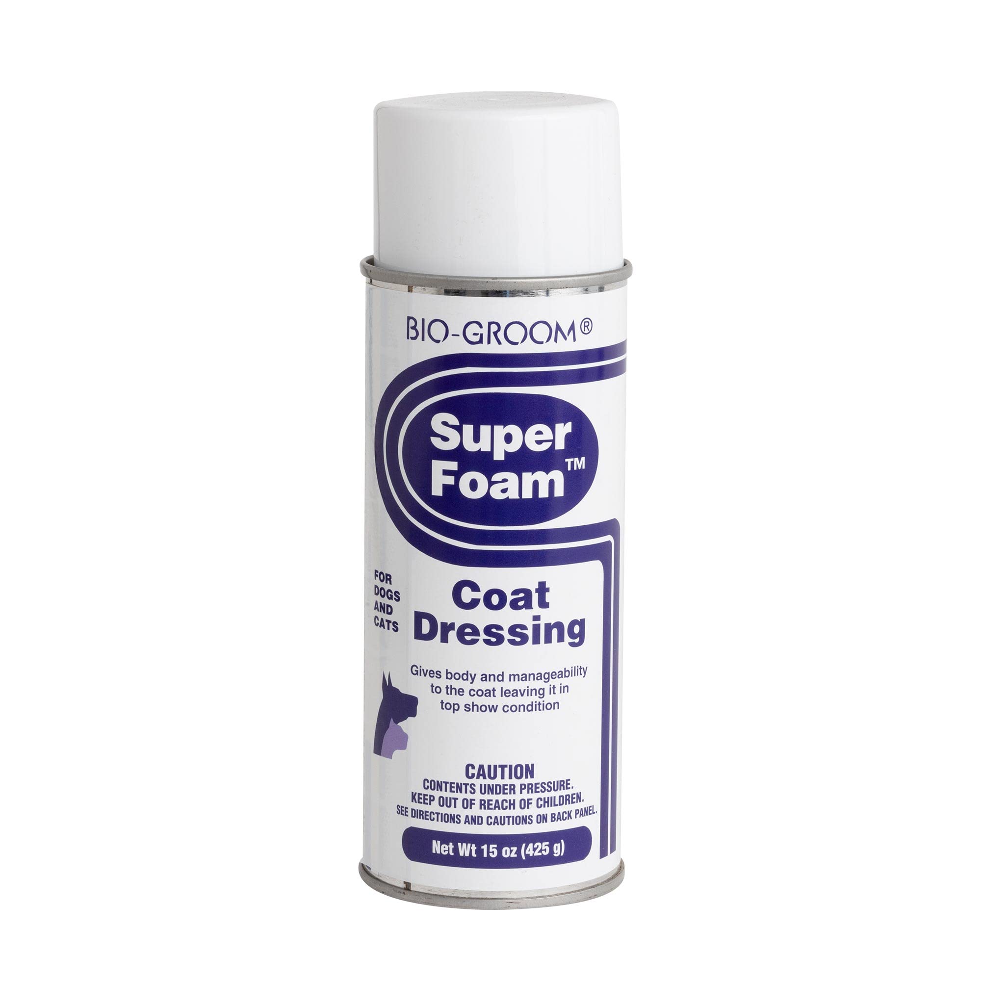 Bio-Groom Super Foam Coat Dressing bottle pour for easy detangling and conditioning.