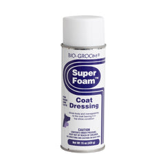 Bio-Groom Super Foam Coat Dressing bottle pour for easy detangling and conditioning.