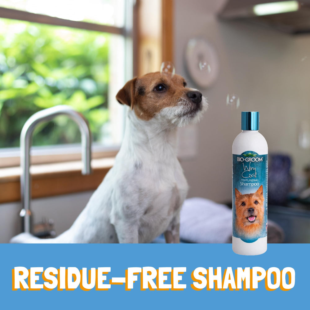 Bio-Groom Wiry Coat Shampoo closeup illustrating coat enrichment for wiry breeds.