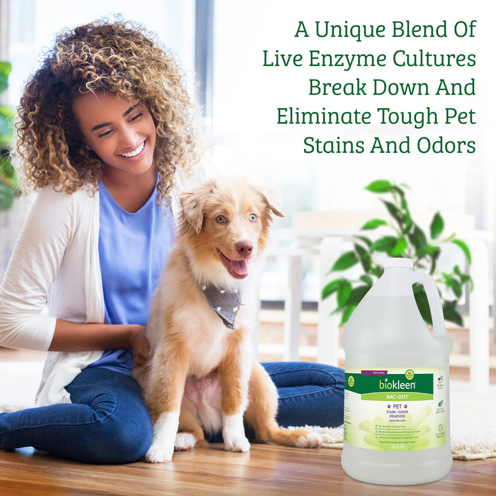 Biokleen Bac-Out spray enables easy pet stain cleanup on upholstery and bedding