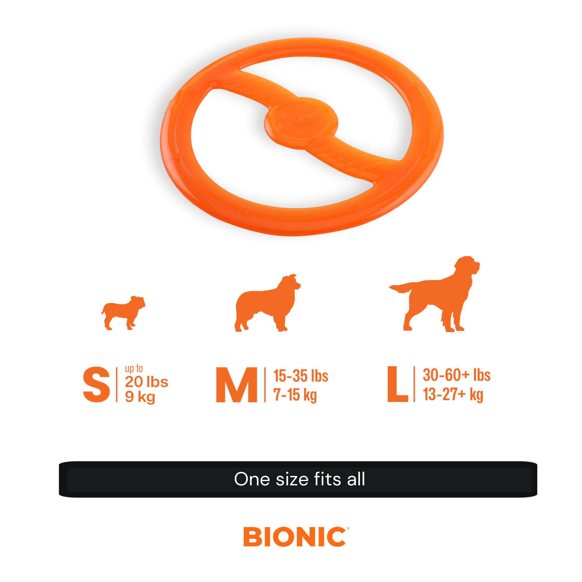 BIONIC Toss-N-Tug ring floating in water for water-friendly fetch.