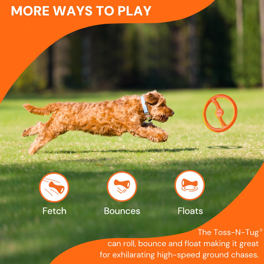 BIONIC Toss-N-Tug ring lightweight design supports enthusiastic tossing.