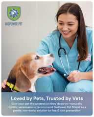 BIOPOWER PET Shield tag European craftsmanship emphasizes quality and trusted heritage.