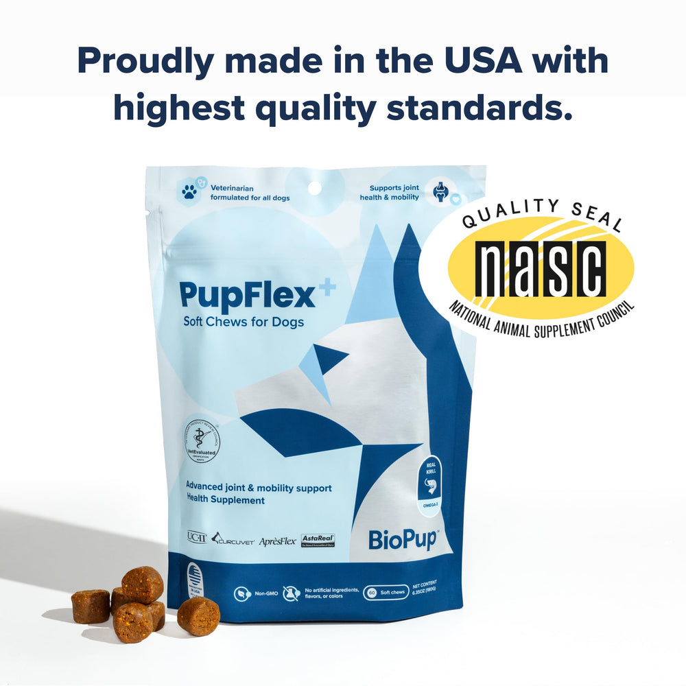 BioPup PupFlex+ Antarctic QRILL image emphasizing omega-3 support for joints and vitality