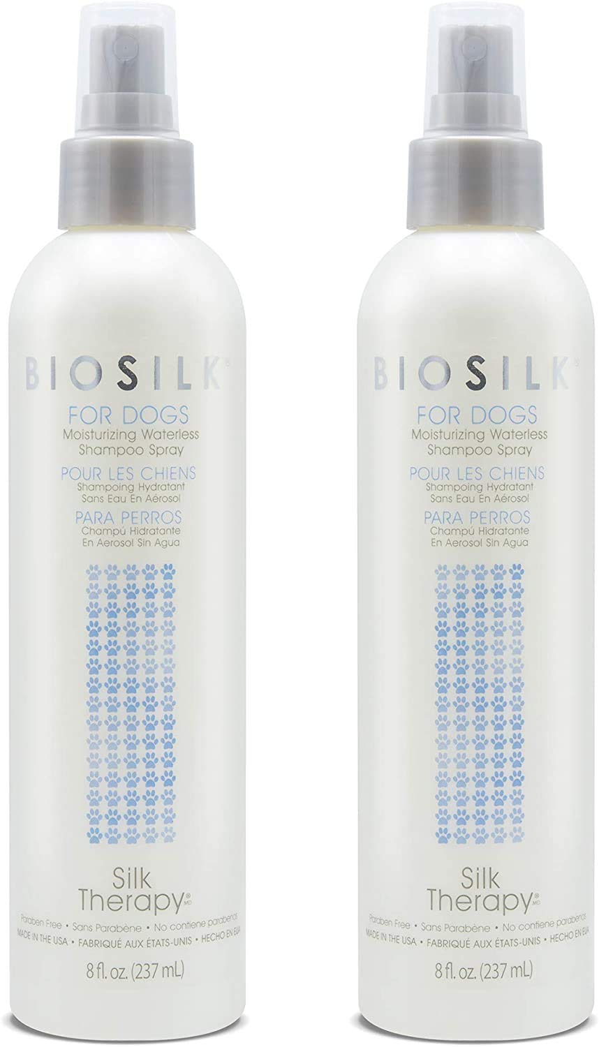 BioSilk for Dogs Deep Moisture Waterless Spray bottle — easy no-rinse grooming.
