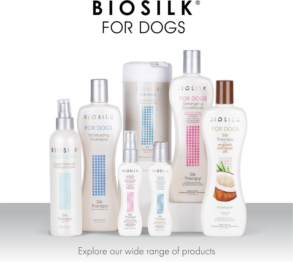 BioSilk for Dogs USA made logo conveys trusted grooming origin.