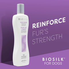 BioSilk Silk Therapy Whitening Dog Shampoo coat brightening closeup with glossy finish