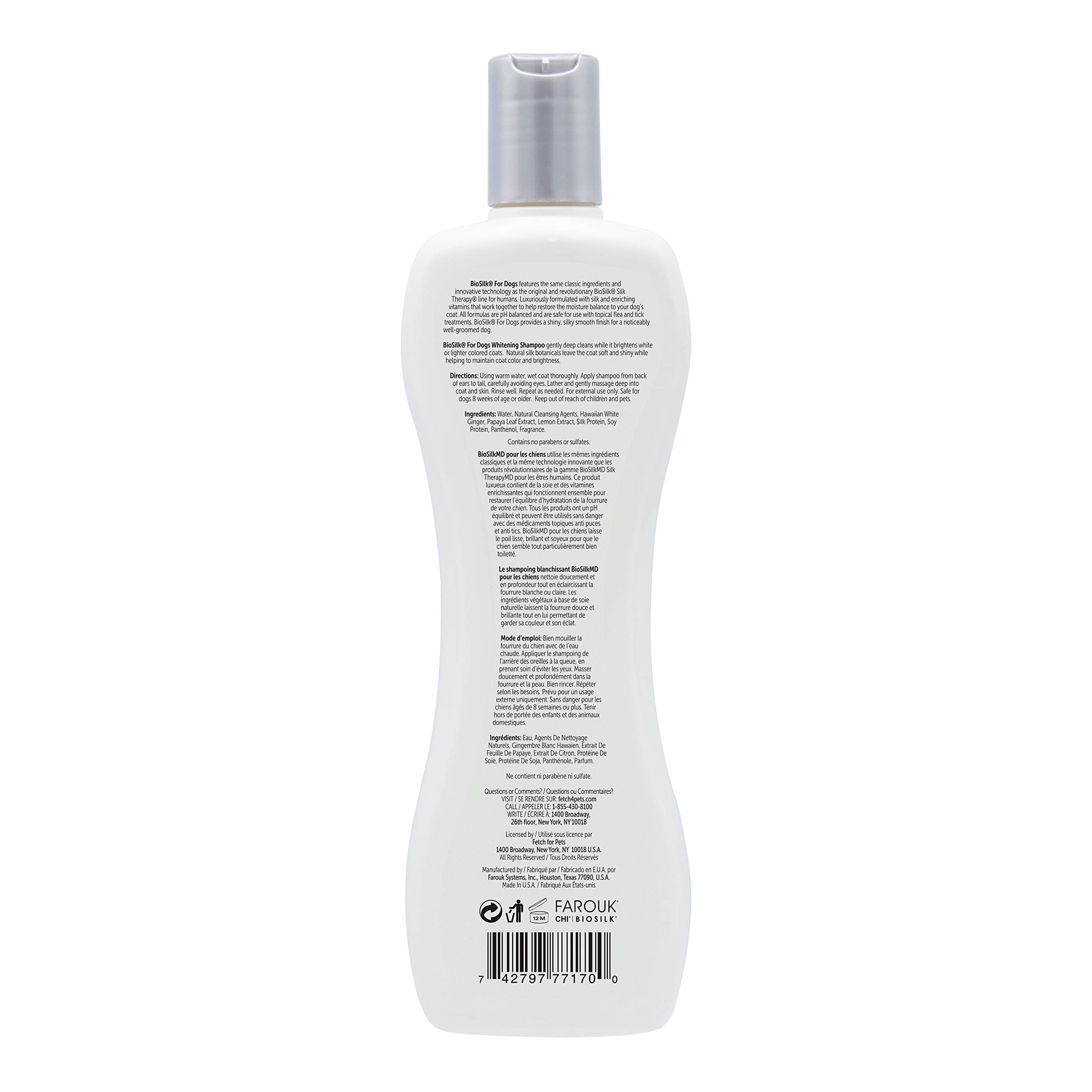 BioSilk Silk Therapy Whitening Dog Shampoo foamy lather demonstrates coat-softening action