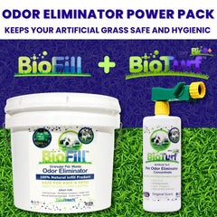 BioS+ concentrate bottle from BioTurf Mini Power Pack for odor targeting.