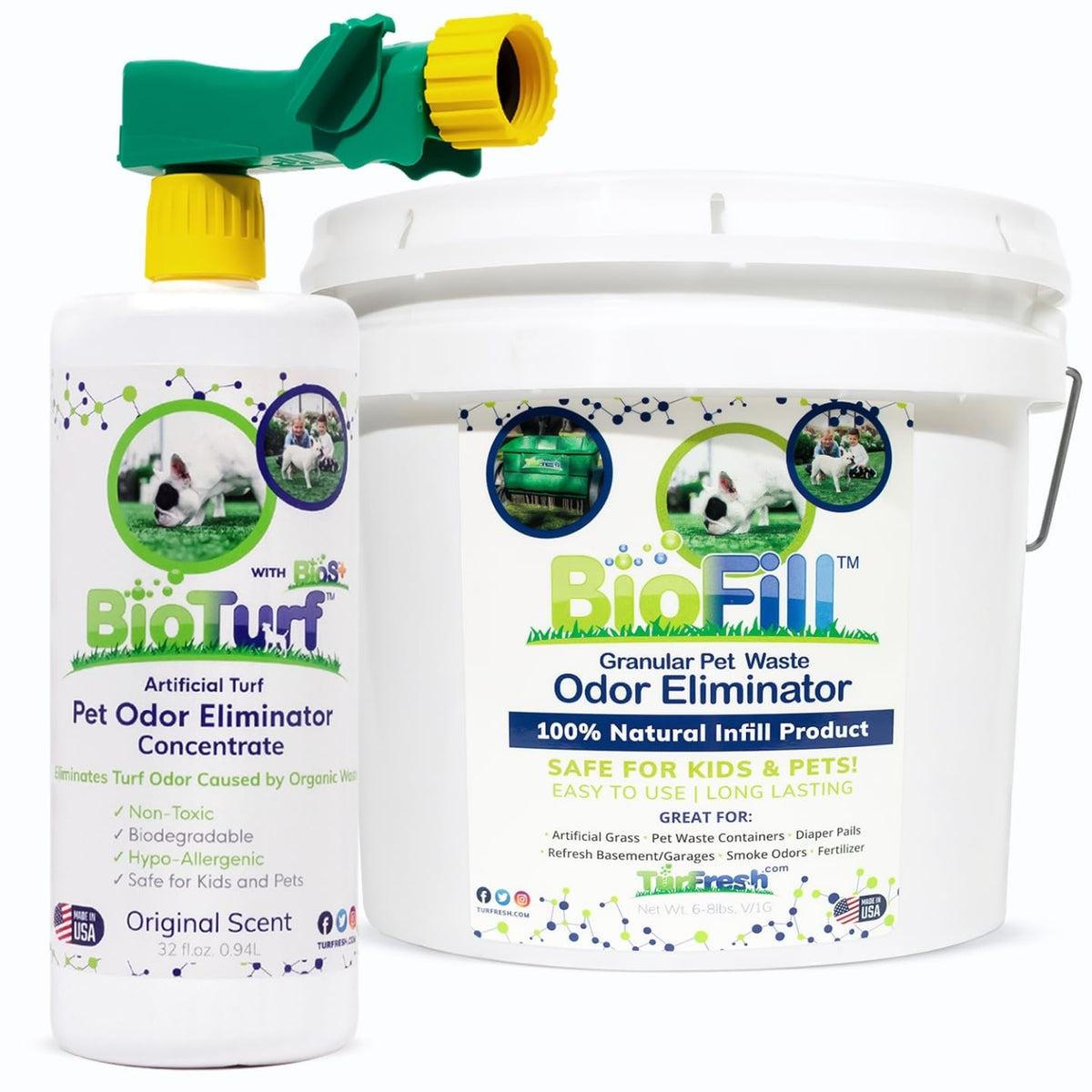 BioTurf Mini Power Pack sprayer ready for outdoor odor control around pets.