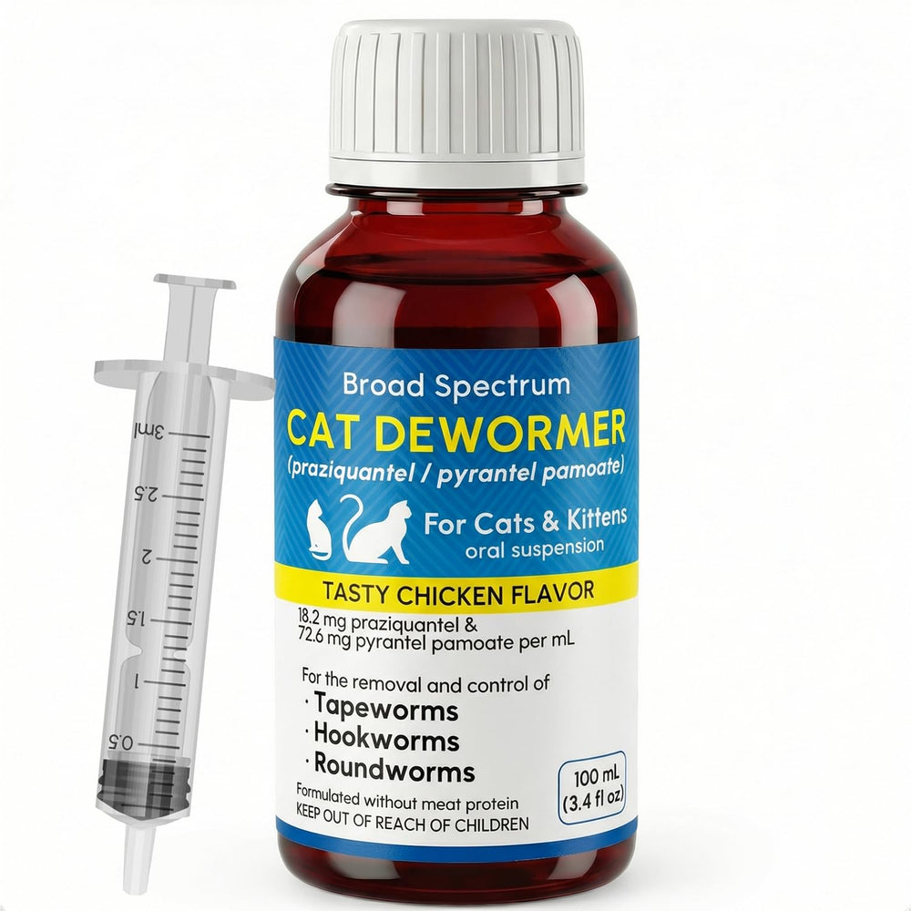Bipinelyt liquid dewormer bottle for cats provides broad-spectrum worm relief.
