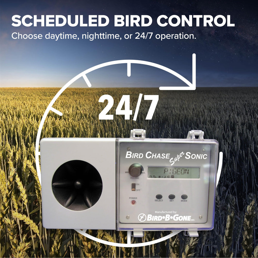 Bird B Gone Bird Chase Super Sonic expandable speaker system covers larger areas.