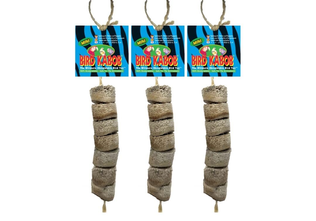 Bird Kabob Mini 3-Pack: shreddable wood for parrot enrichment and foot play.