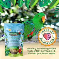 Serving bowl with Bird Street Bistro mix ready to feed supports quick mealtimes for birds