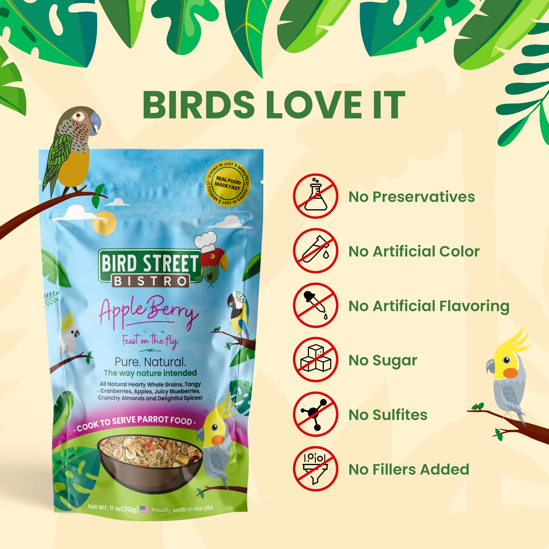 A cockatiel enjoying Bird Street Bistro mix demonstrates appetizing variety