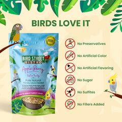 A cockatiel enjoying Bird Street Bistro mix demonstrates appetizing variety