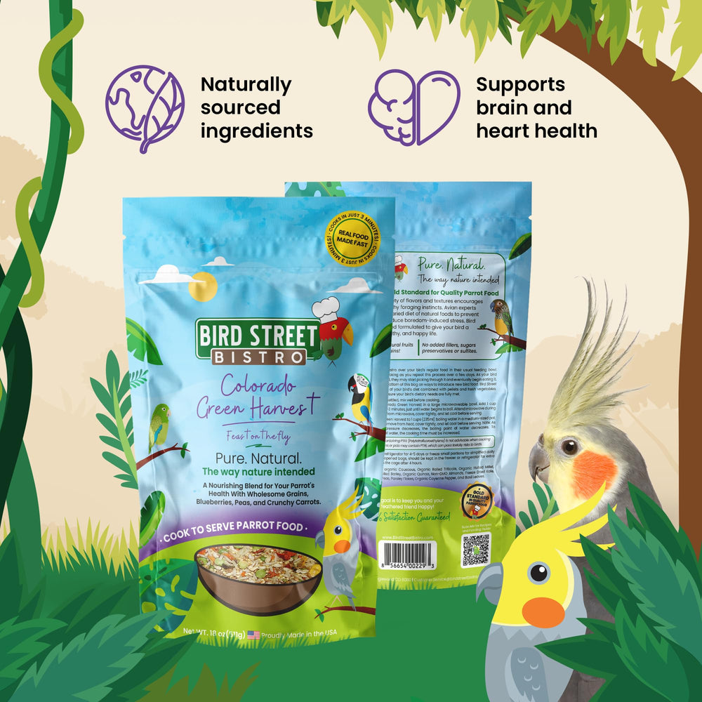 Bird Street Bistro freeze-dried fruits and kale are visible for flavorful nutrition.