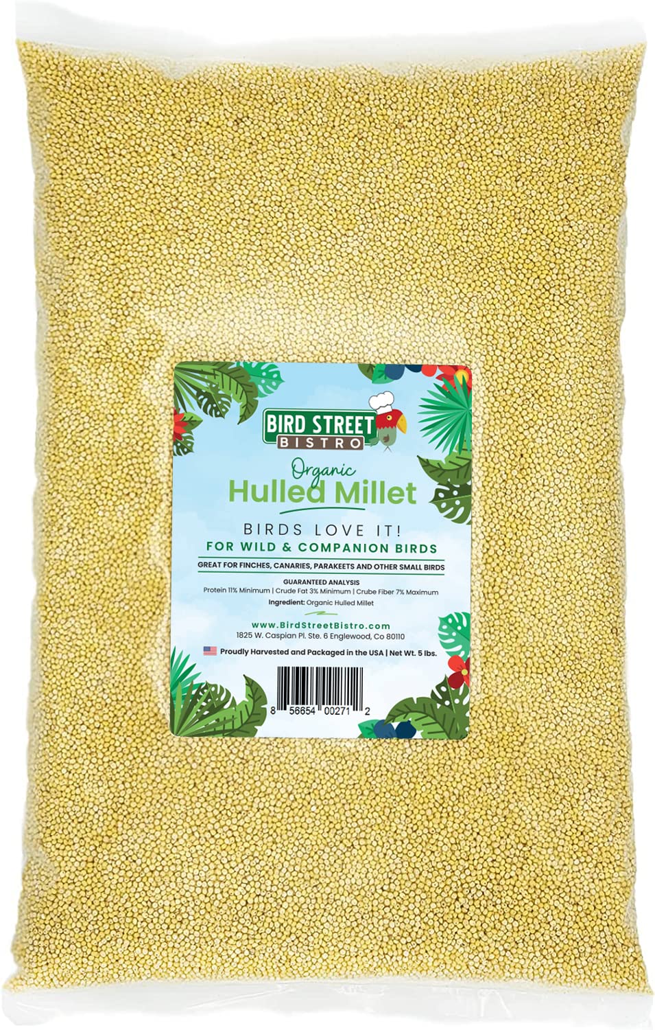 Bird Street Bistro hulled millet closeup showing clean seeds for small birds