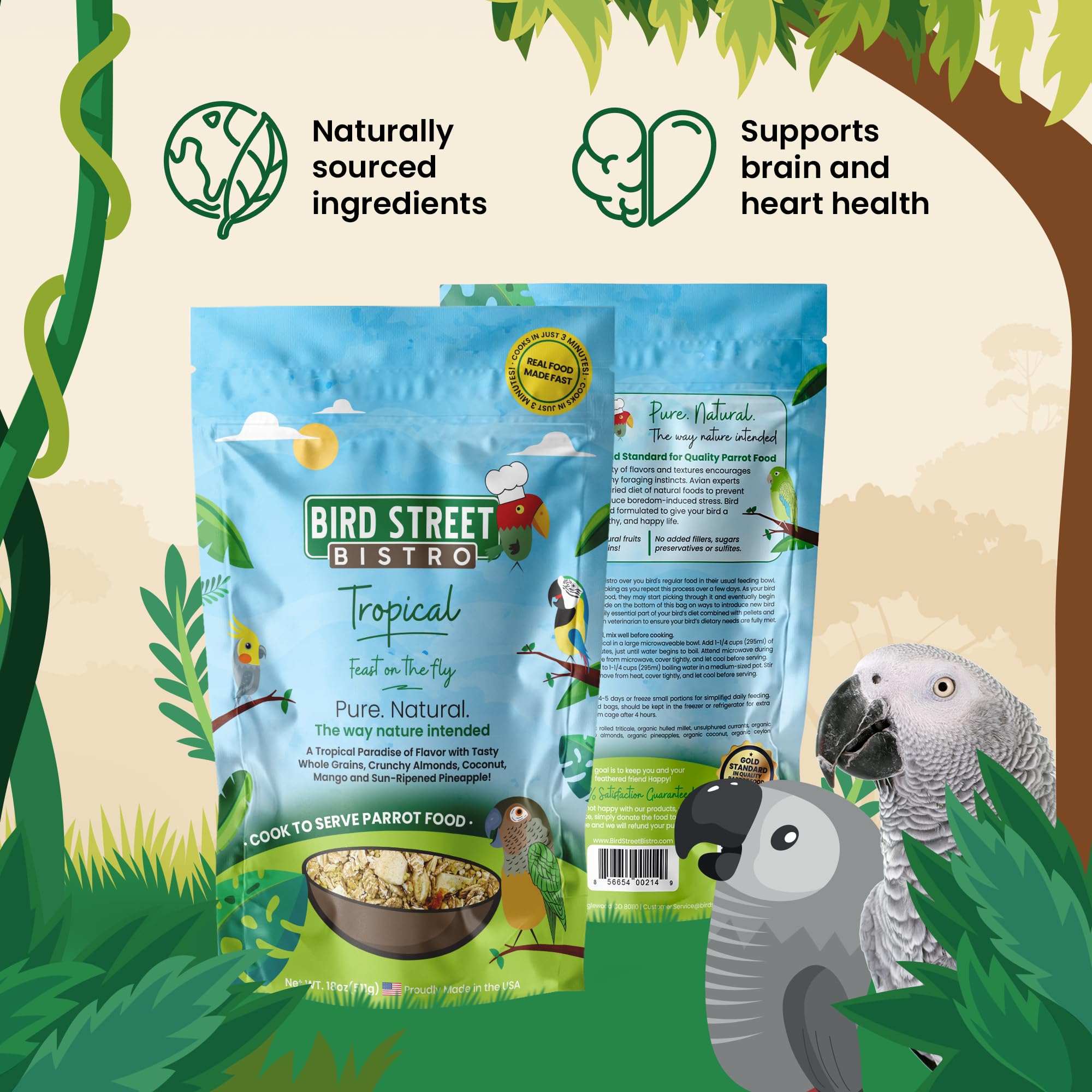 Bird Street Bistro parrot food bird eating demonstrates quick prep