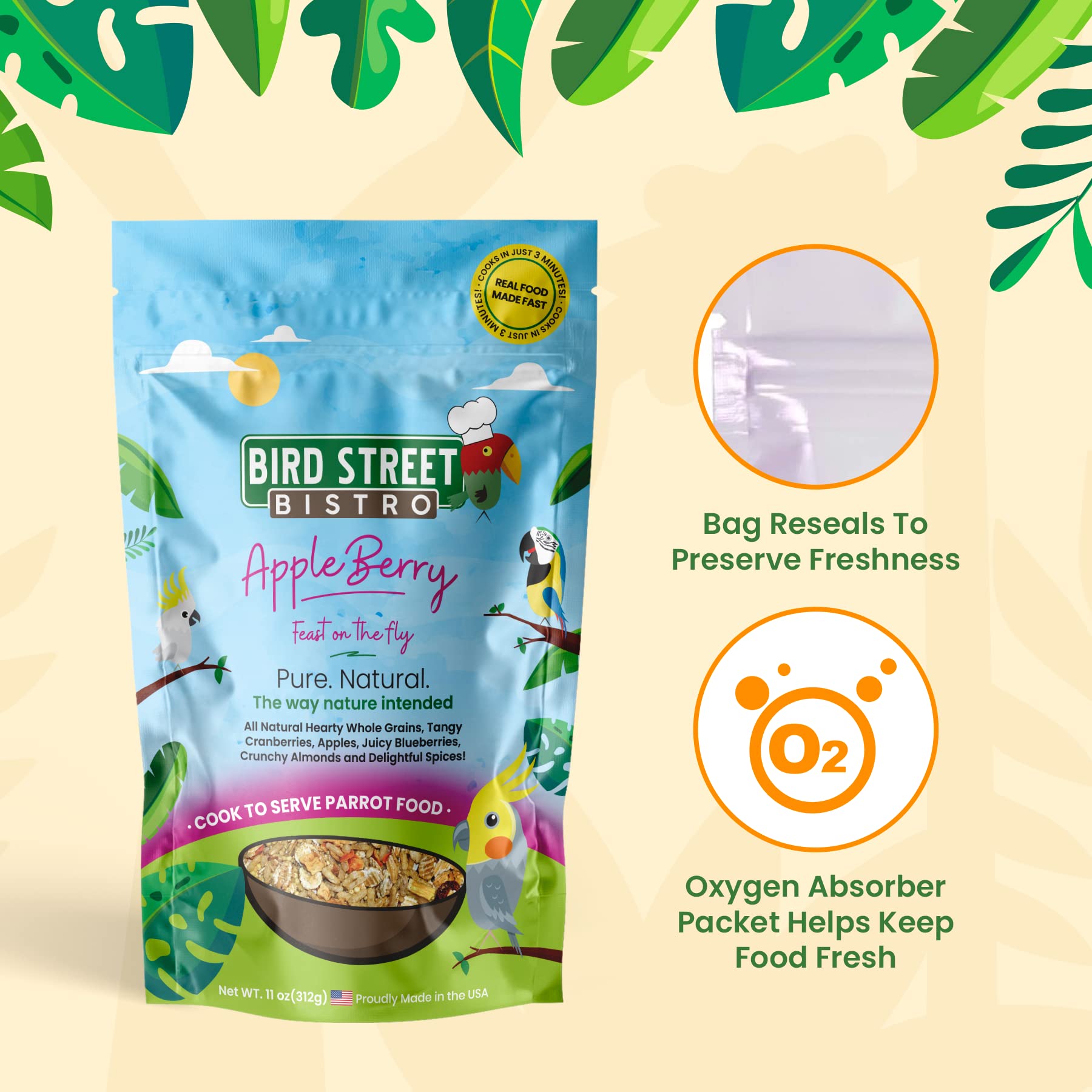 Bird Street Bistro Cinna Spice Delight flavor adds tasty aroma for enrichment.