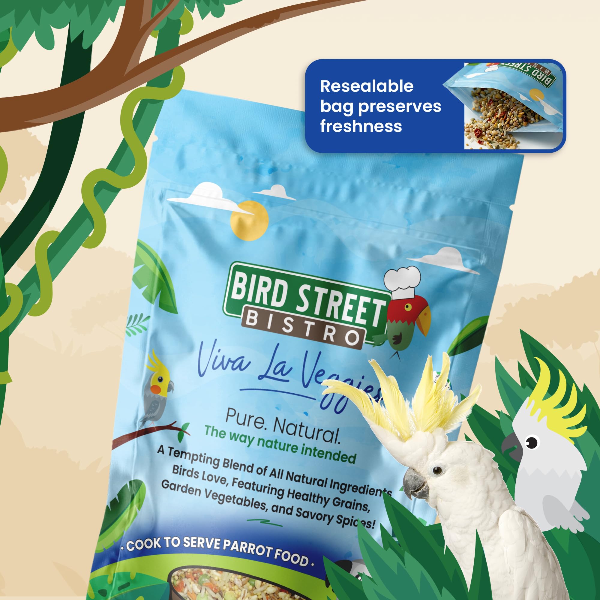 Bird Street Bistro freeze-dried-fruits provide tasty texture and convenient nutrition for birds.