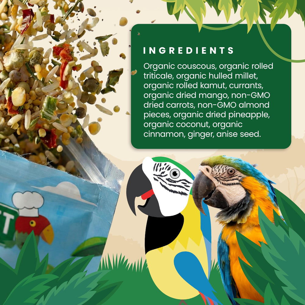 Bird Street Bistro ingredients close-up highlighting natural grains and fruits