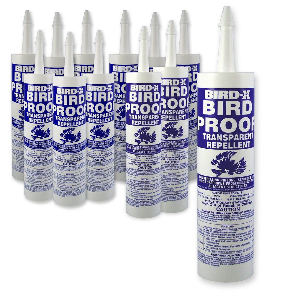 Bird-X Bird Proof Gel on a ledge deters perching with a transparent, long-lasting texture.