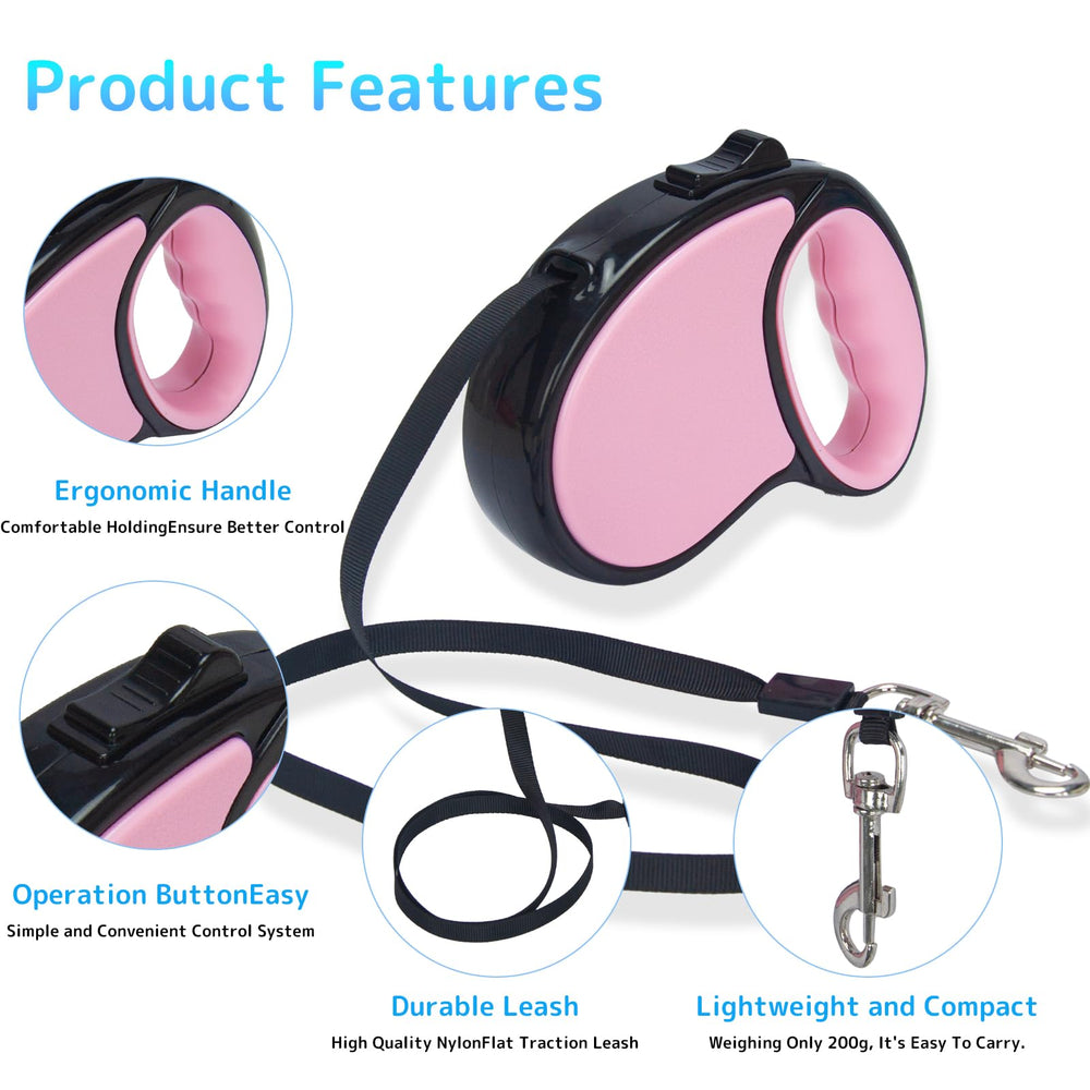 Close-up of pause function on Birddie retractable leash for quick control.