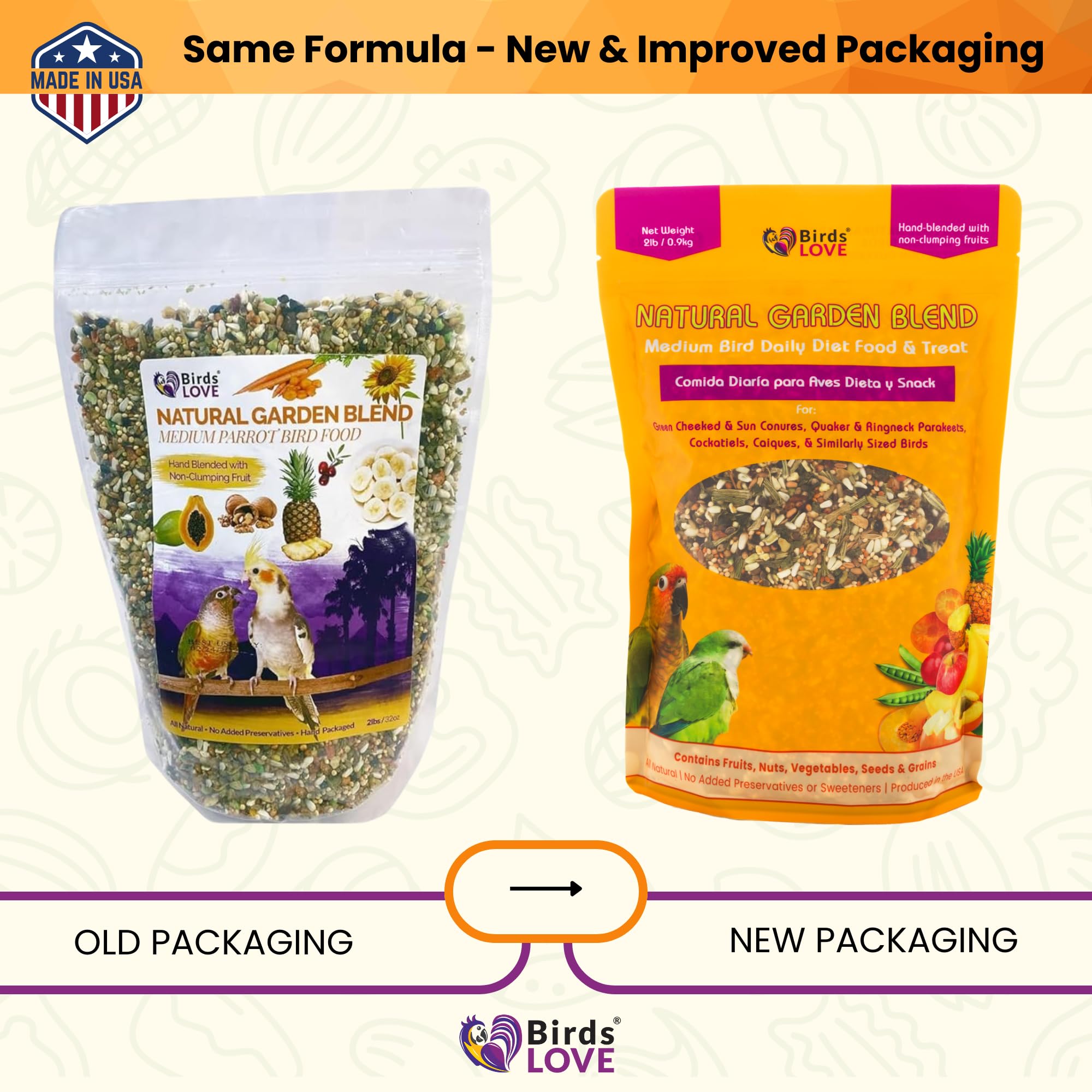 Birds LOVE garden blend close-up of real fruits, nuts and seeds for natural nutrition