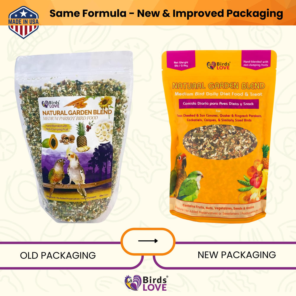 Birds LOVE garden blend close-up of real fruits, nuts and seeds for natural nutrition
