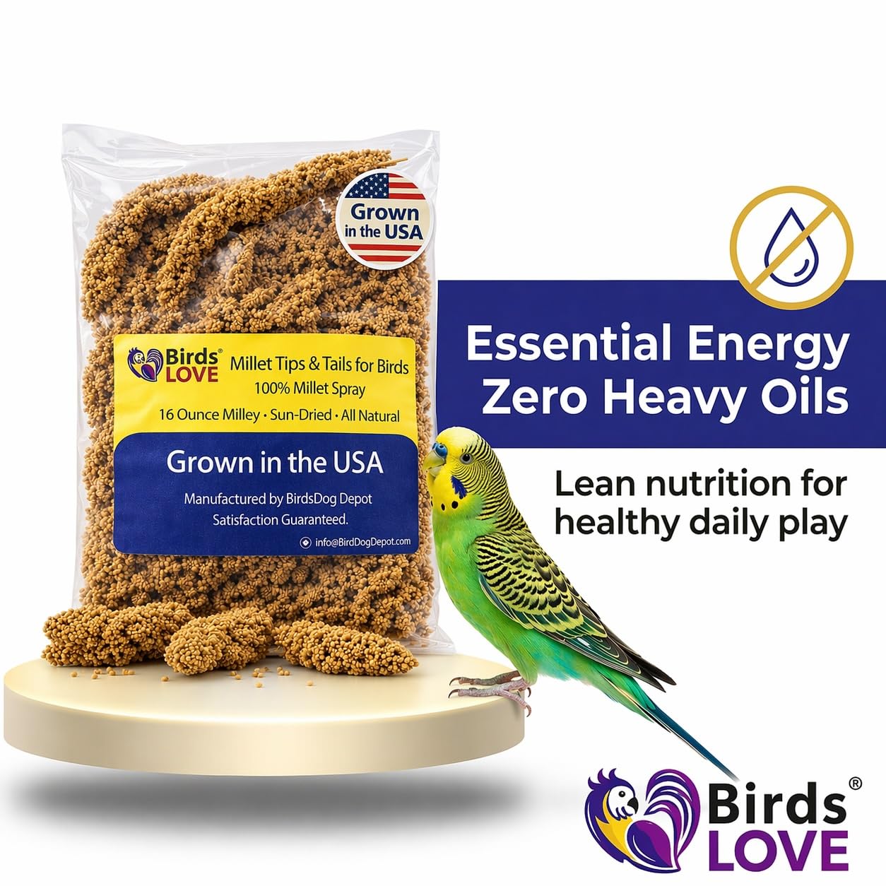 Birds LOVE Millet Tips & Tails all-parrot treat for cockatiels