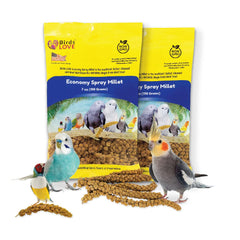 Birds LOVE economy spray millet pack-2, two 7 oz bags for easy feeding.