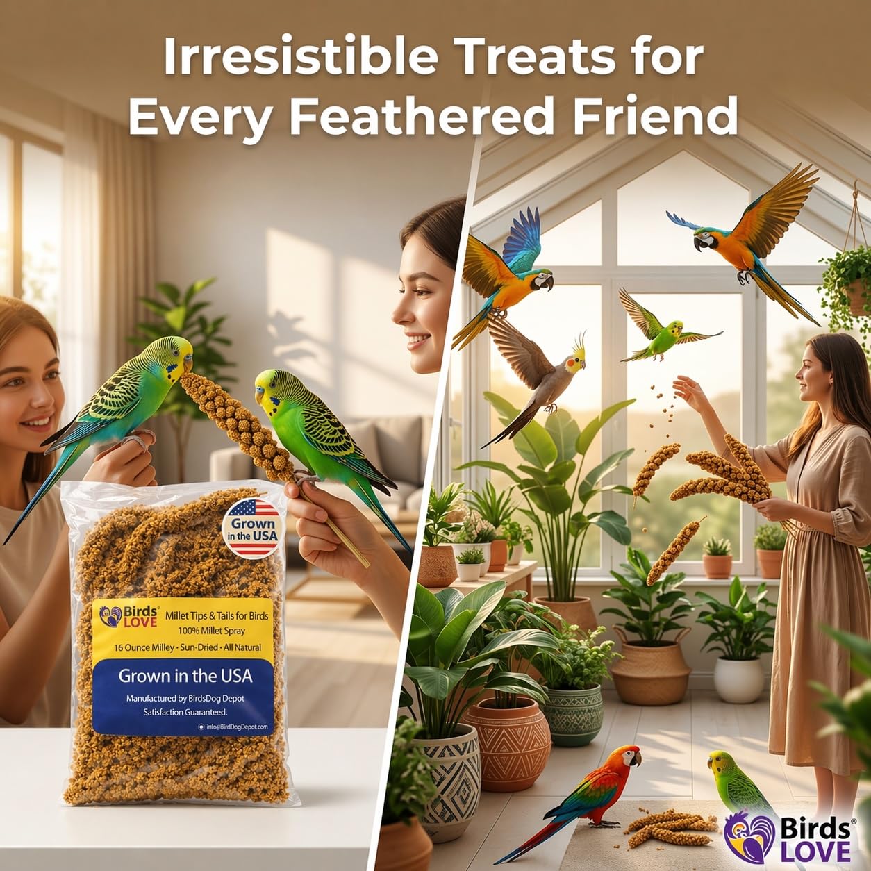 Birds LOVE Millet Tips & Tails freezer-friendly to keep freshness