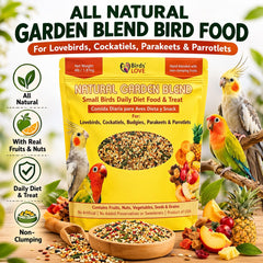 Birds LOVE Garden Blend ingredients closeup highlights real fruits and nuts.